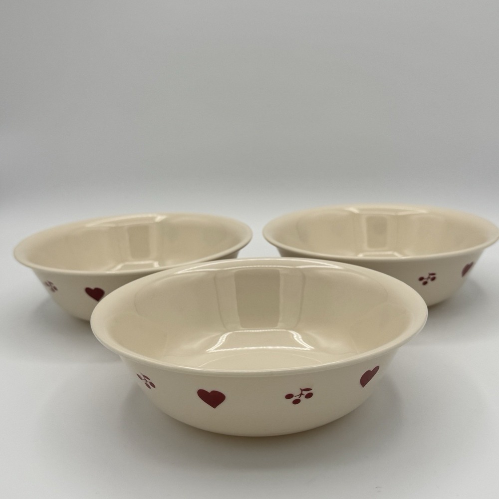 Vintage Corelle Hometown Cereal Bowls 6.25" Set of 3 Corning USA Hearts